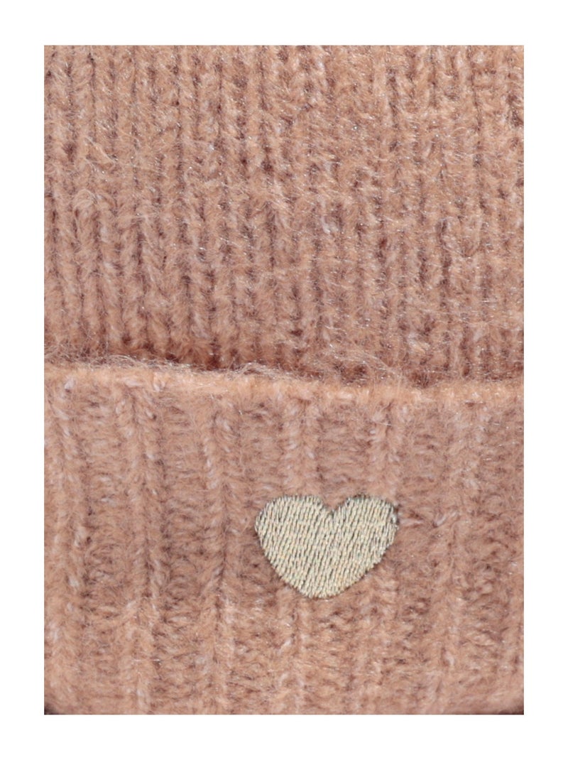 Bonnet chaud avec laine et broderie c¿ur - AFIBEL Camel - Kiabi