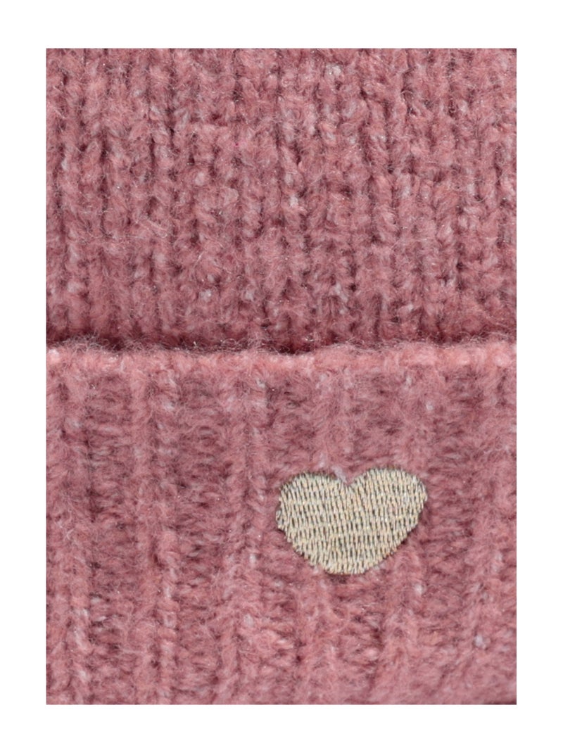 Bonnet chaud avec laine et broderie c¿ur - AFIBEL Vieux rose - Kiabi