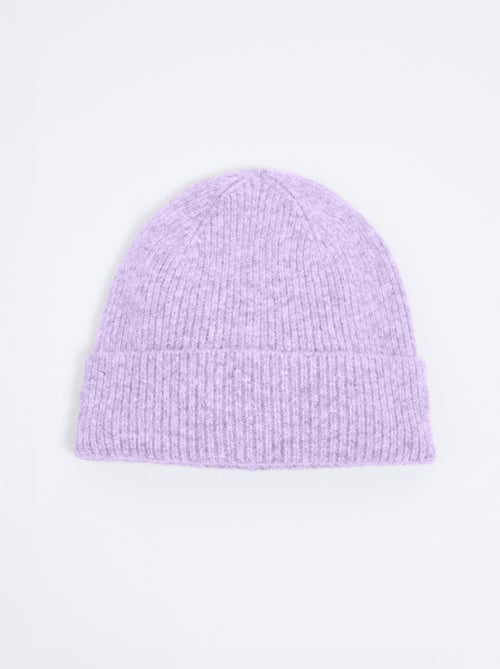 Bonnet chaud maille côtelée avec laine - Kiabi