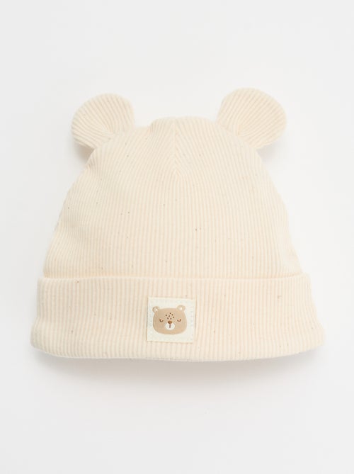 Bonnet côtelé avec oreilles - Kiabi