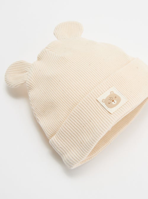 Bonnet côtelé avec oreilles - Kiabi