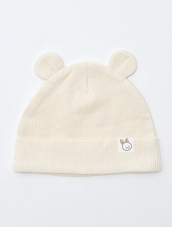 Bonnet côtelé avec oreilles fantaisies