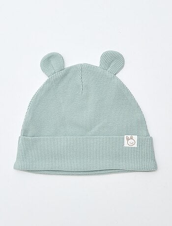 Bonnet côtelé avec oreilles fantaisies