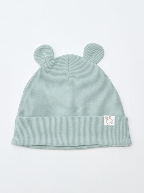 Bonnet côtelé avec oreilles fantaisies - Kiabi