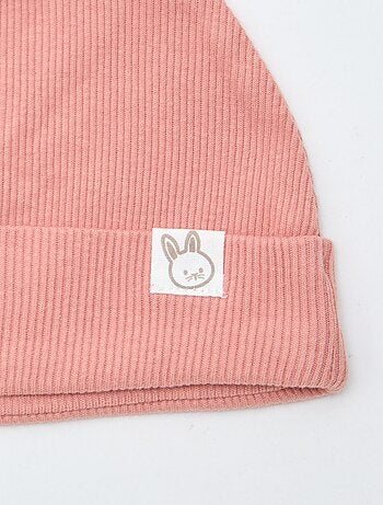 Bonnet côtelé avec oreilles fantaisies