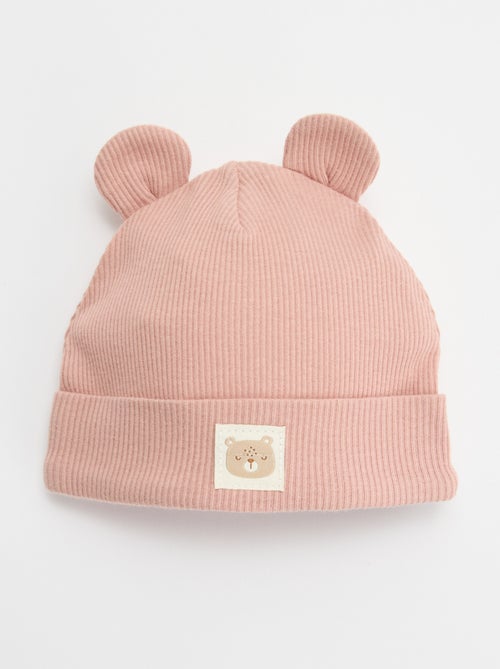 Bonnet côtelé avec oreilles - Kiabi
