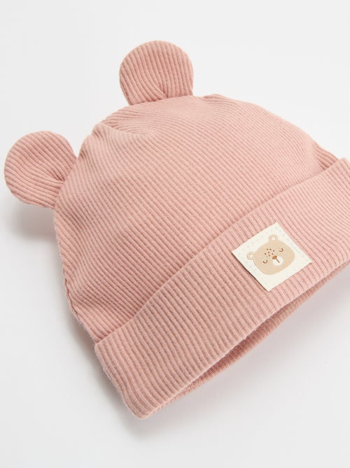 Bonnet côtelé avec oreilles - Kiabi