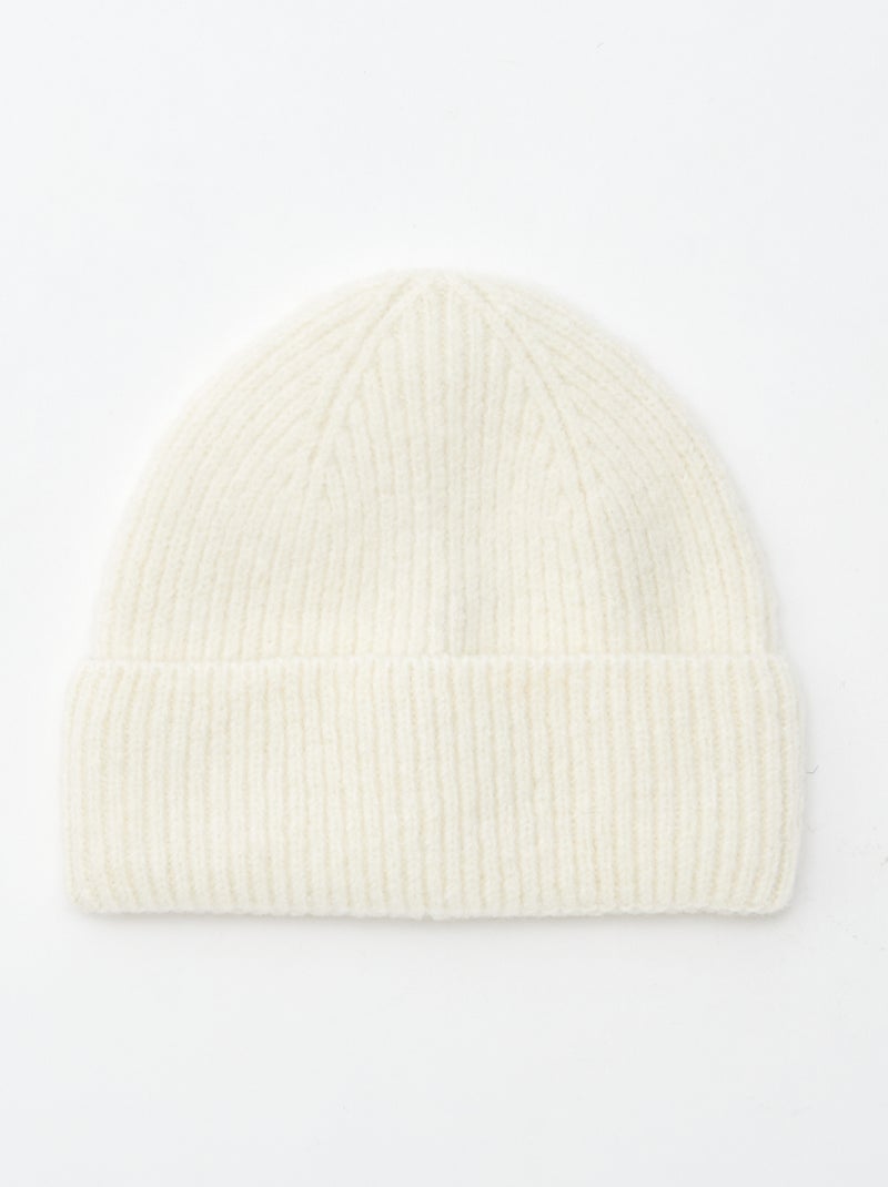 Bonnet côtelé avec revers Beige - Kiabi