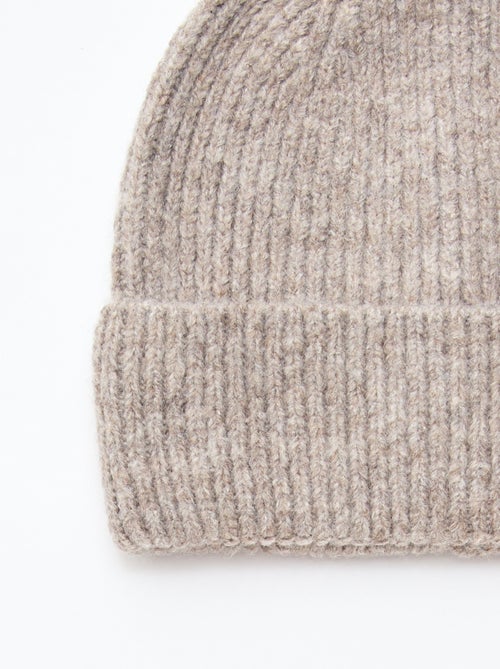 Bonnet côtelé avec revers - Kiabi
