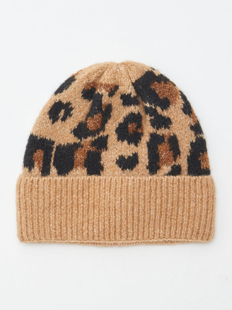 Bonnet côtelé avec revers Marron - Kiabi