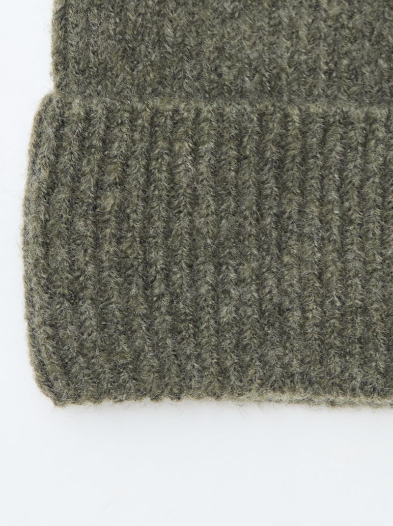 Bonnet côtelé avec revers Vert - Kiabi
