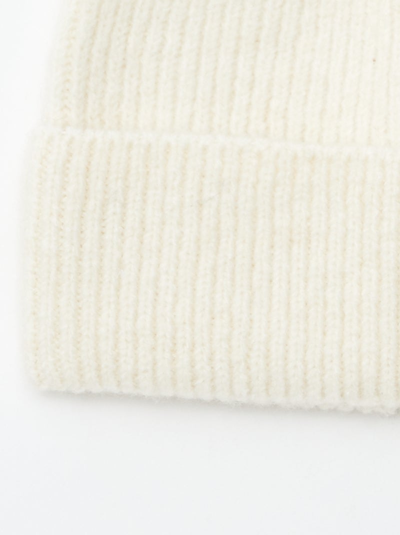 Bonnet côtelé Blanc - Kiabi