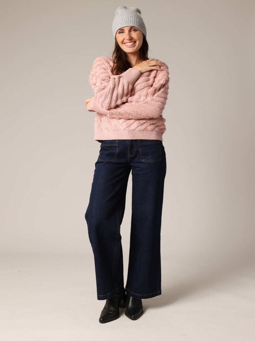 Bonnet côtelé en maille douce avec motif cœur contrasté
 'Deeluxe' - Kiabi