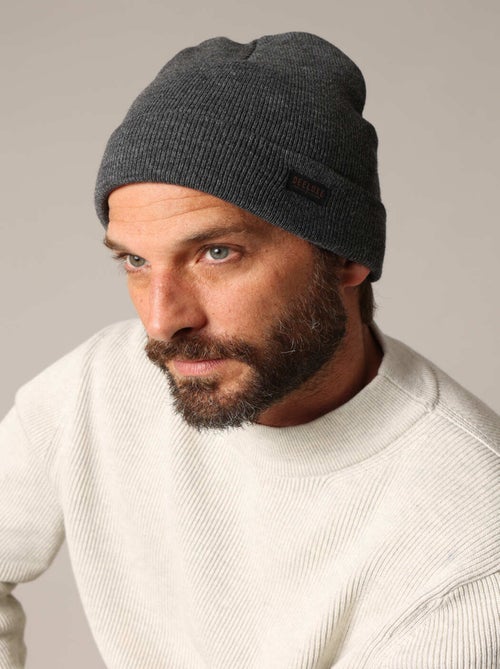 Bonnet côtelé homme à revers avec patch logo 'Deeluxe' - Kiabi