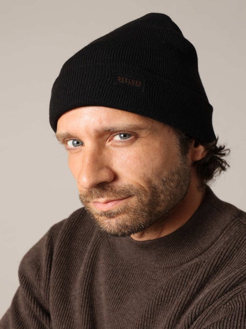 Bonnet côtelé homme à revers avec patch logo 'Deeluxe' - Kiabi