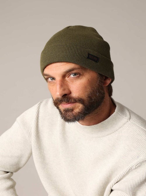 Bonnet côtelé homme à revers avec patch logo 'Deeluxe' - Kiabi