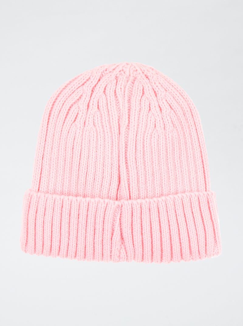 Bonnet côtelé 'Stitch' Rose - Kiabi