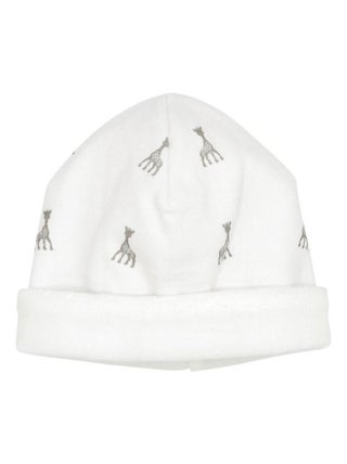 Bonnet de naissance blanc Sophie la girafe (0-1 mois)