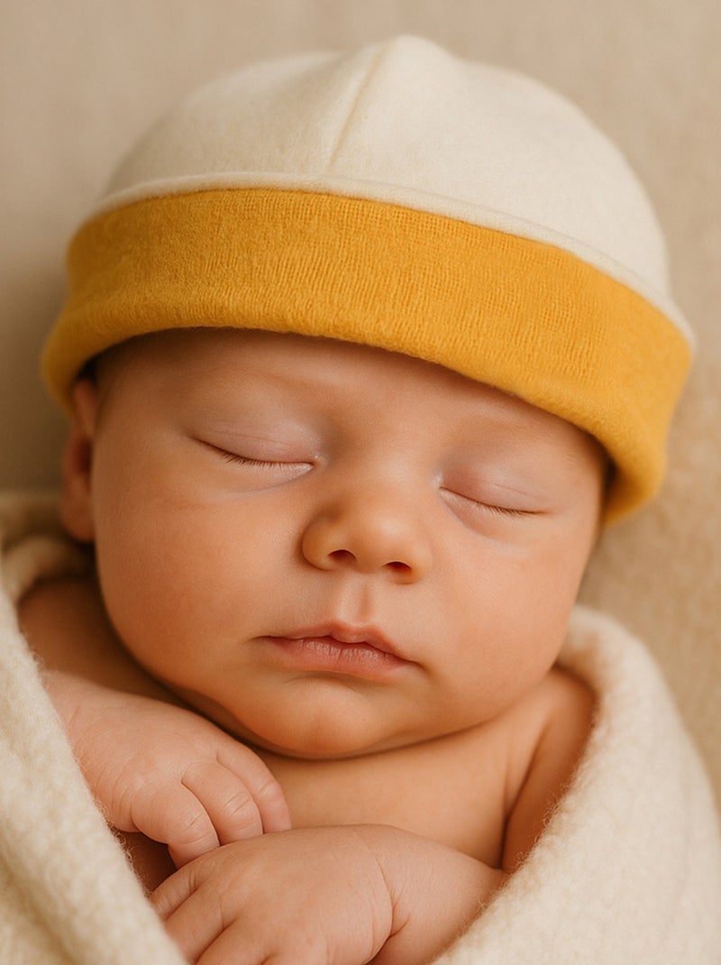 Bonnet de Naissance en Coton Bio Beige - Kiabi