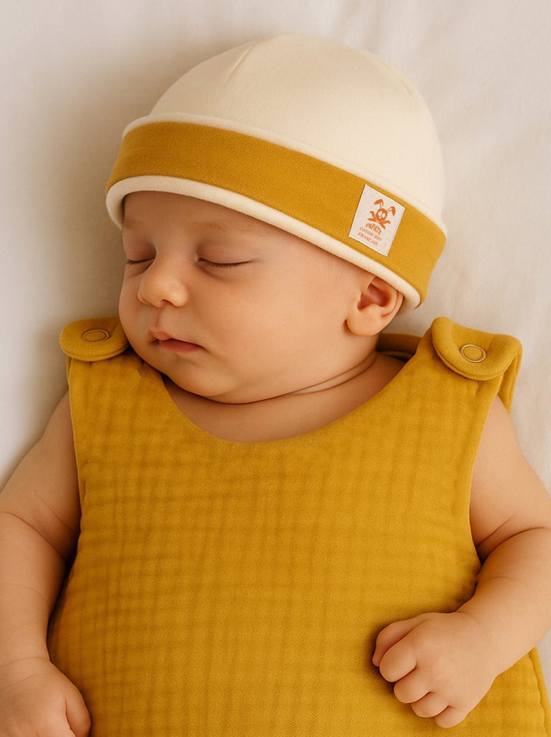 Bonnet de Naissance en Coton Bio Beige - Kiabi