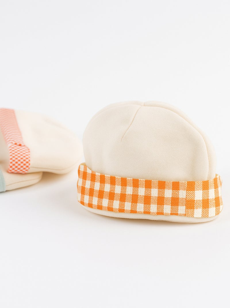 Bonnet de Naissance en Coton Bio Orange - Kiabi