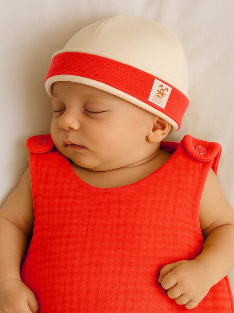 Bonnet de Naissance en Coton Bio Rouge - Kiabi
