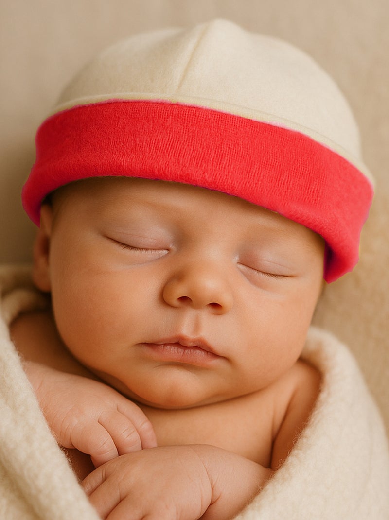 Bonnet de Naissance en Coton Bio Rouge - Kiabi