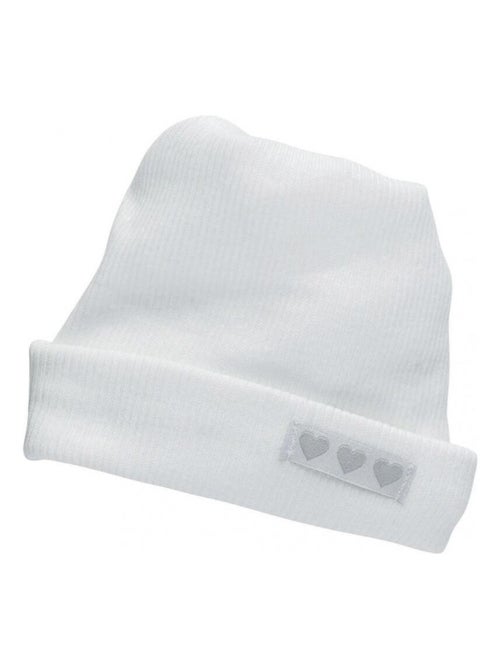 Bonnet de naissance en coton blanc - Kiabi