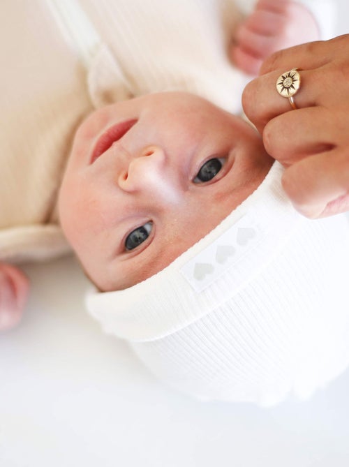 Bonnet de naissance en coton blanc - Kiabi
