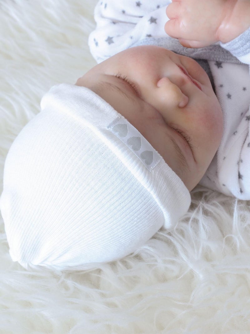 Bonnet de naissance en coton blanc Blanc - Kiabi