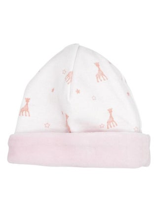 Bonnet de naissance rose Sophie la girafe (0-1 mois)