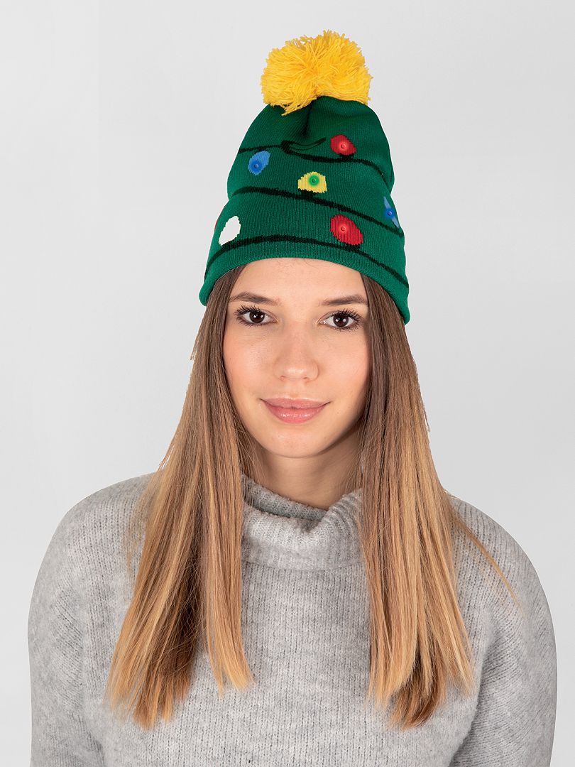 Bonnet de Noël avec led - vert 'guirlandes' - Kiabi - 7.00€
