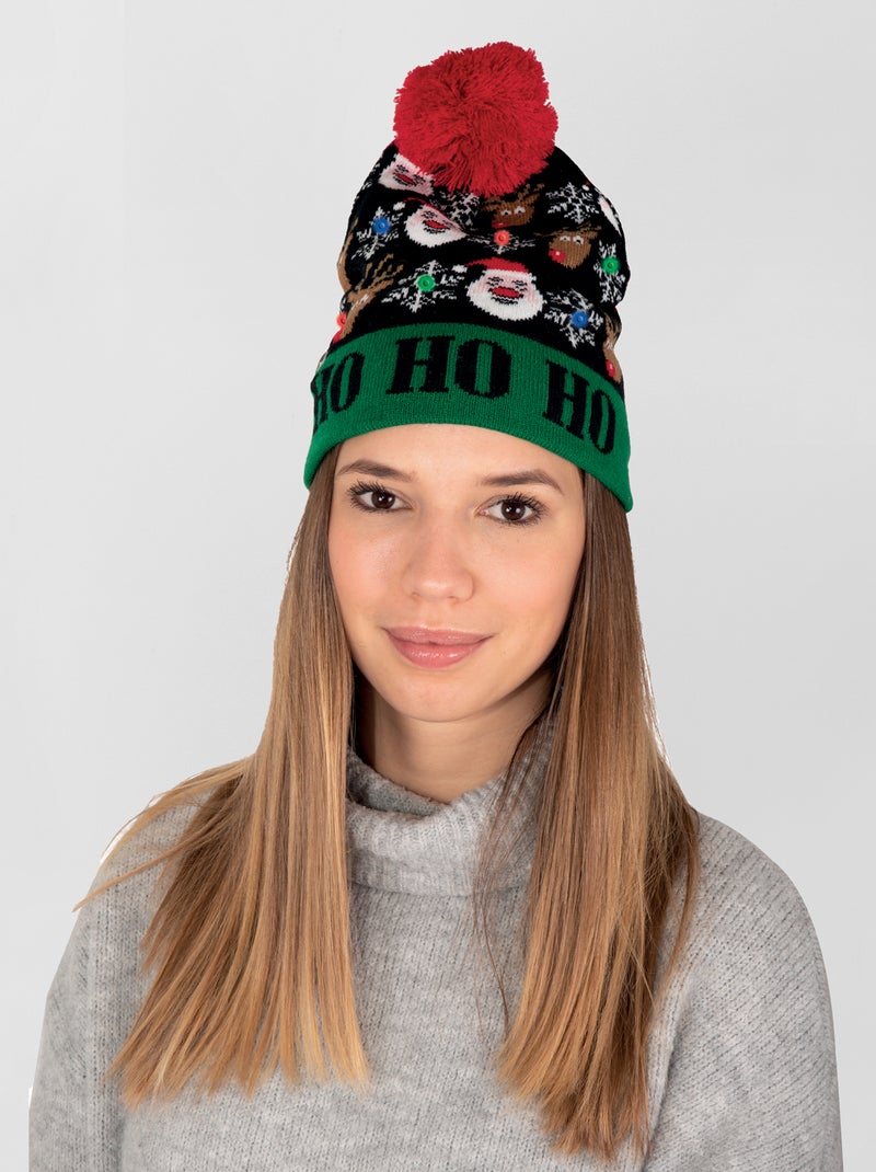 Bonnet de Noël avec led vert 'père Noël' - Kiabi