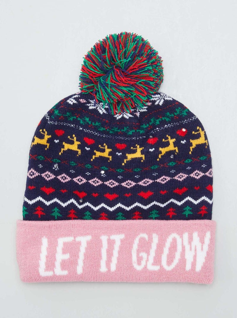Bonnet de Noël avec lumières Rose - Kiabi