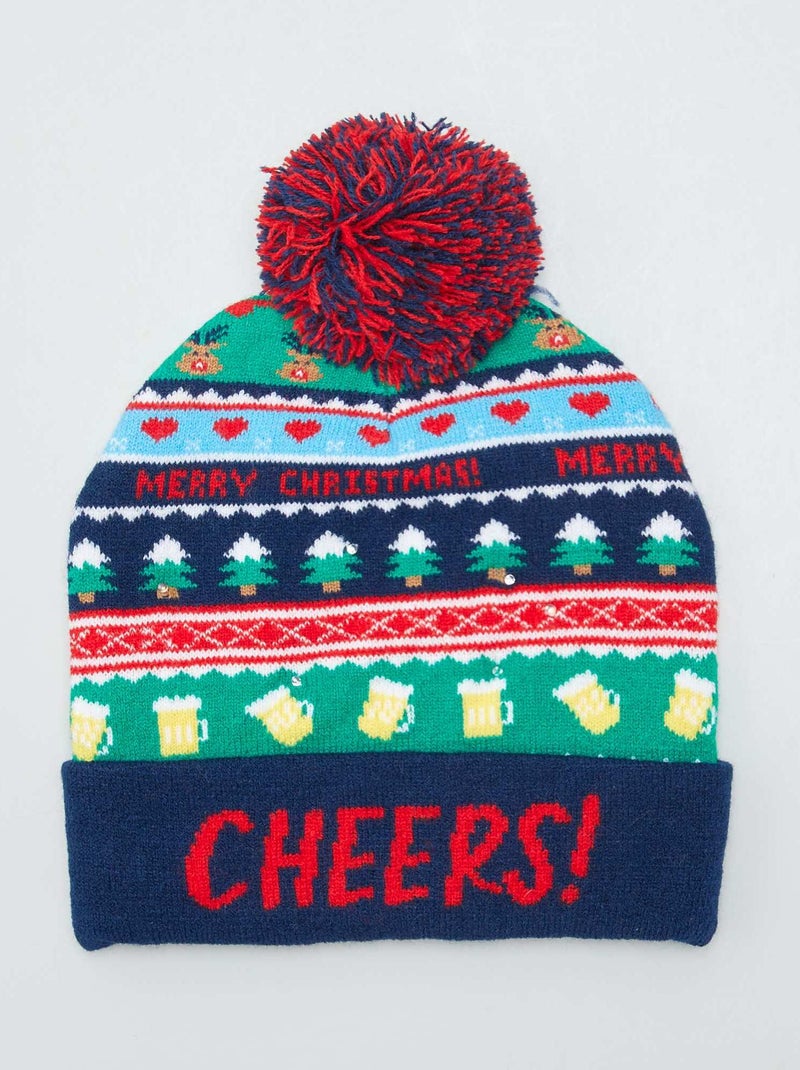 Bonnet de Noël avec pompon et lumières Multicolore - Kiabi