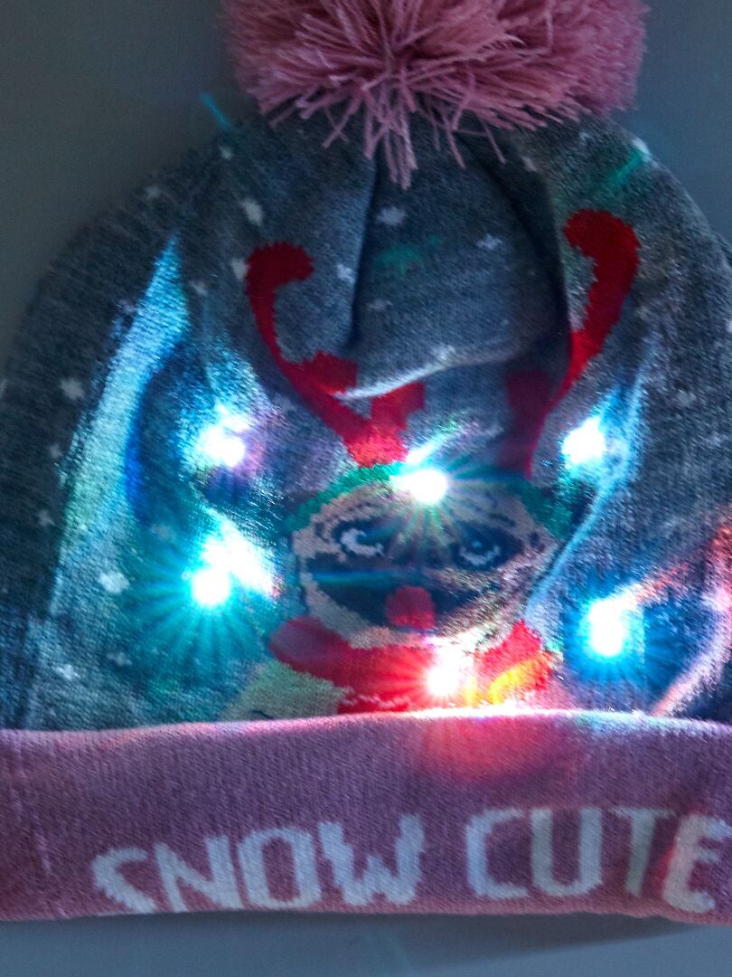 Bonnet 'Merry Christmas' avec LED - beige - Kiabi - 8.00€