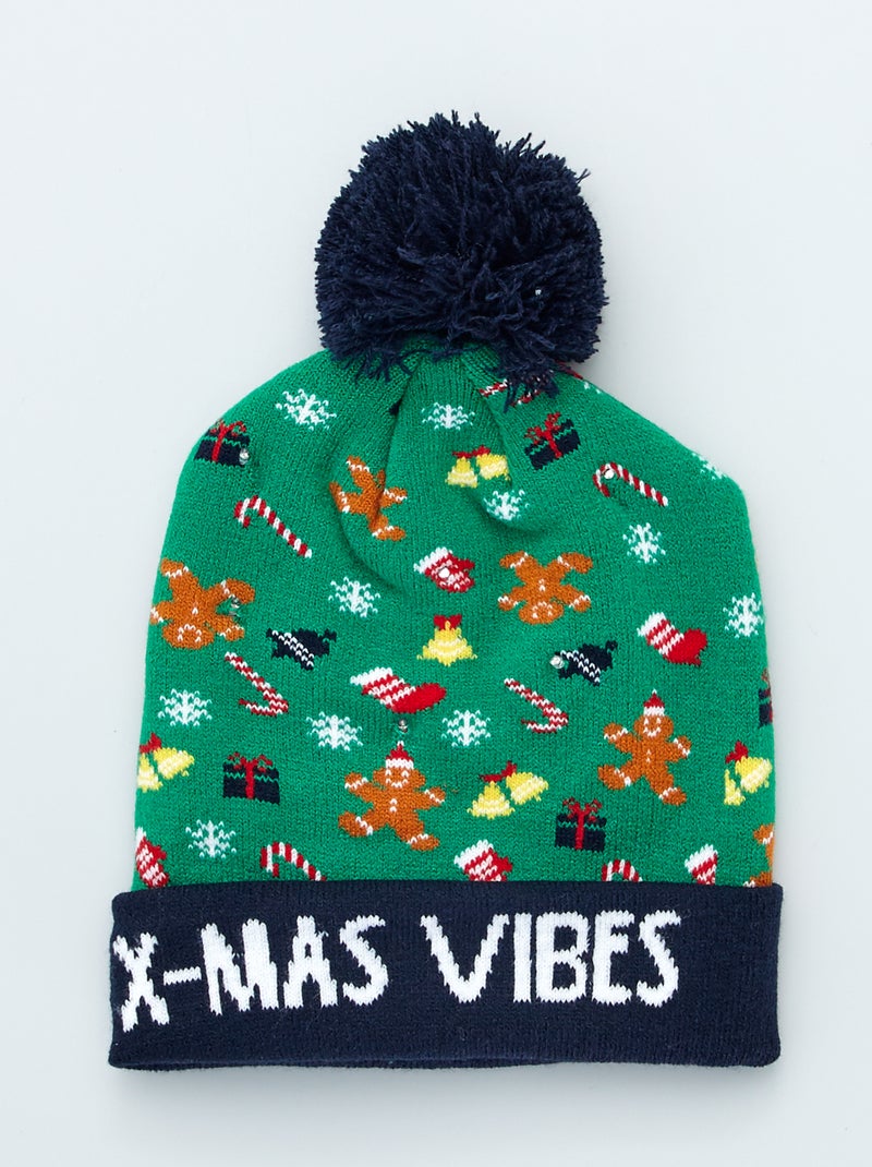 Bonnet de noël lumineux vert - Kiabi