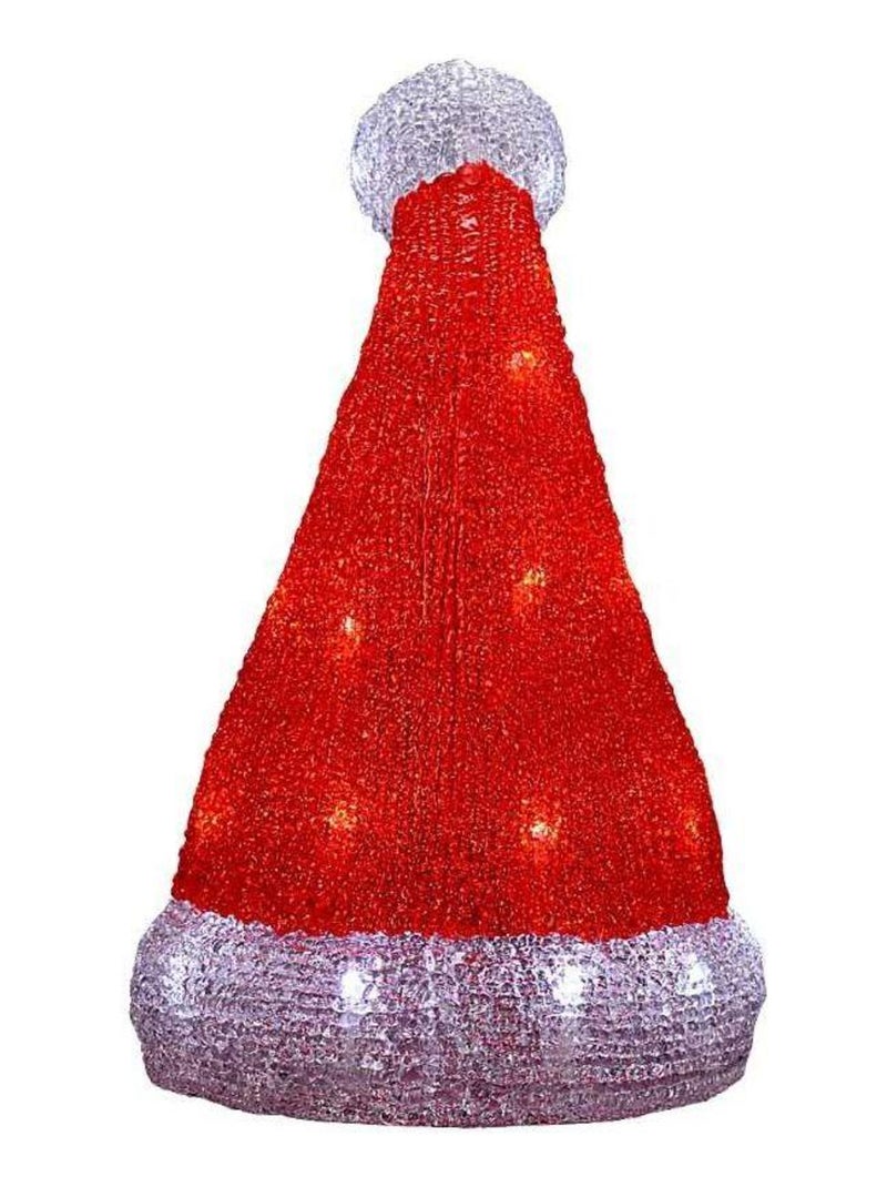 Bonnet de père noël lumineux 30 leds secteur - H32 Rouge - Kiabi