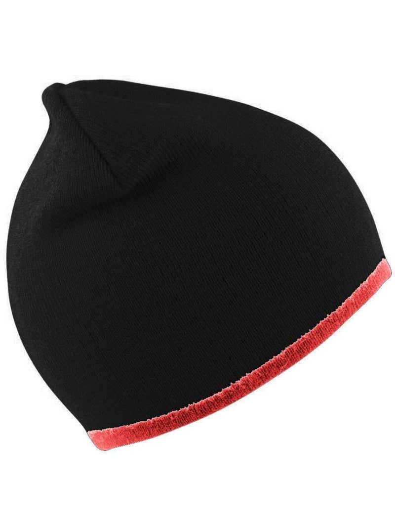 Bonnet d'hiver unisexe réversible fashion fit - result Noir Rouge - Kiabi