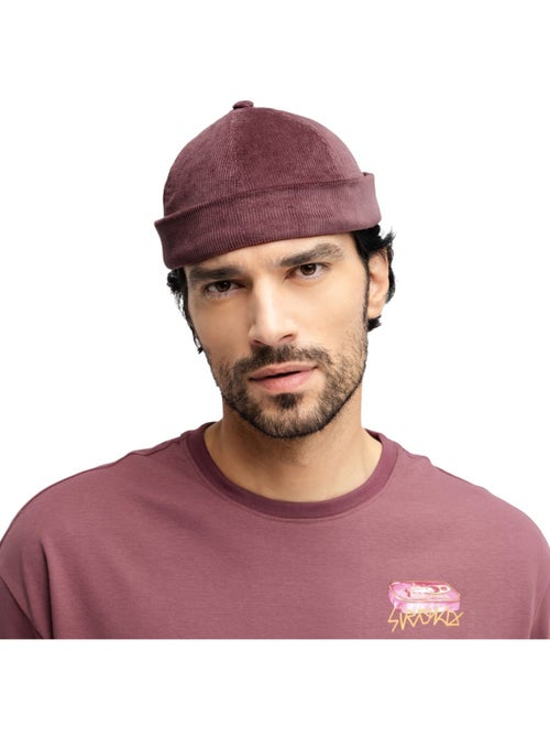 Bonnet docker en velours côtelé homme et femme cord docker burgundy - Kiabi