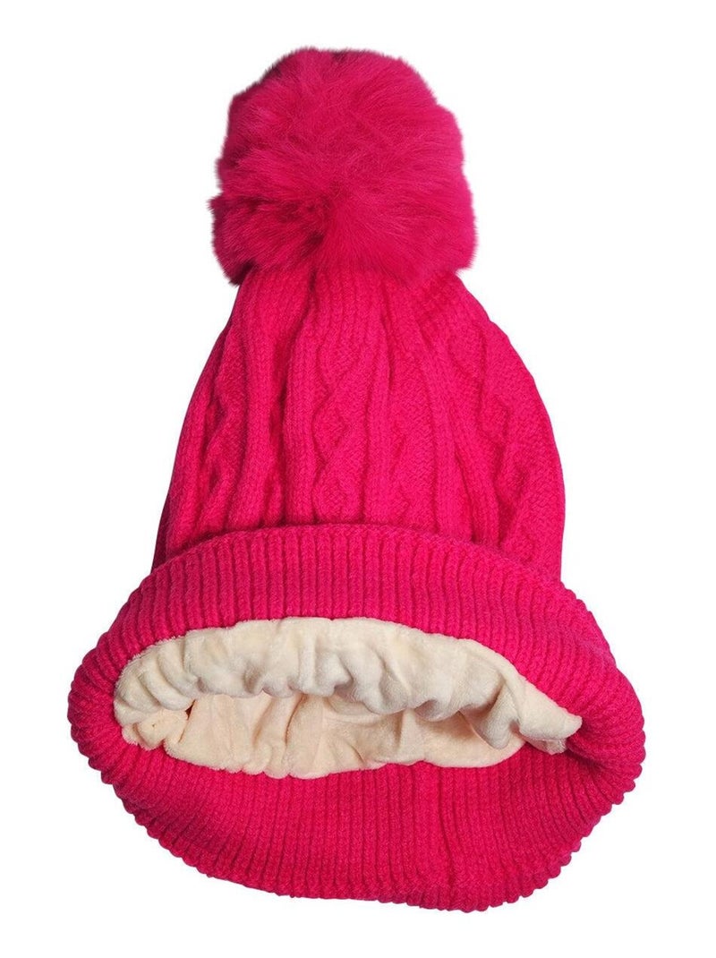 Bonnet doux à pompon DEVA Rose fushia - Kiabi