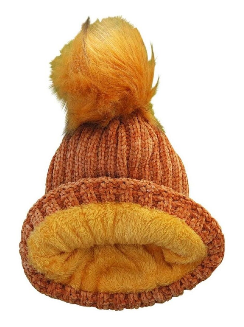 Bonnet doux à pompon ZAMORA Jaune moutarde - Kiabi