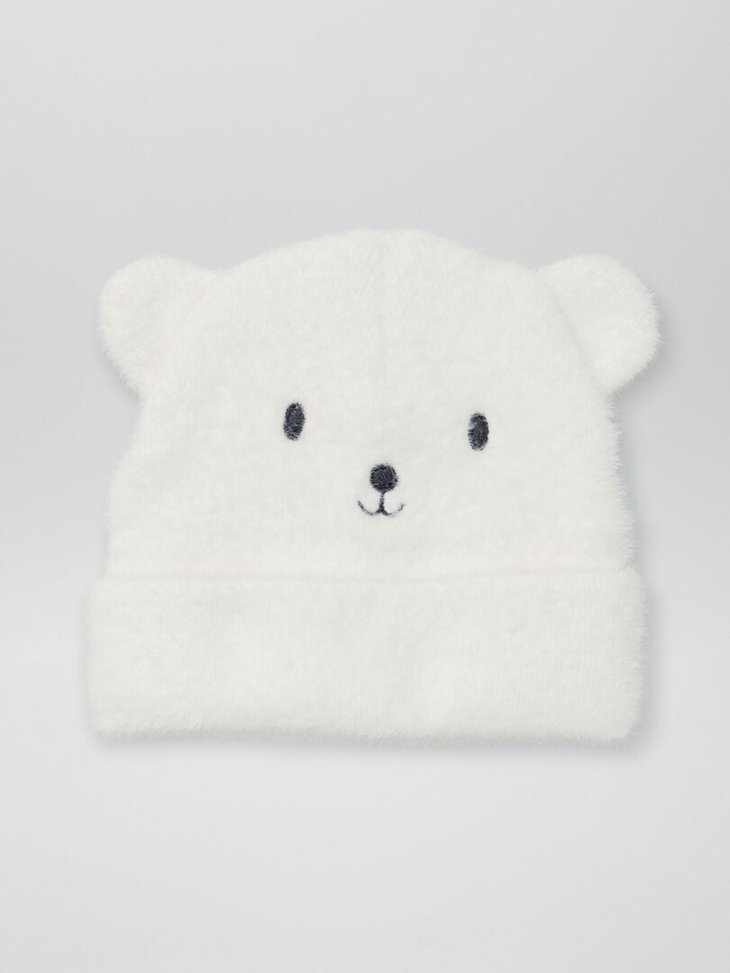 Bonnet doux 'ourson' Blanc - Kiabi