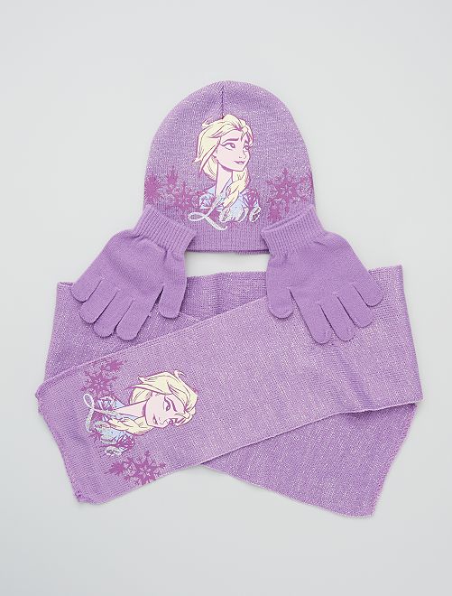 Bonnet + écharpe + gants 'Disney'                                         violet 
