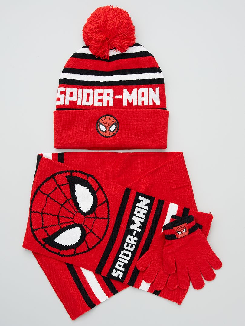 Bonnet + écharpe + gants 'Spider-Man' rouge - Kiabi