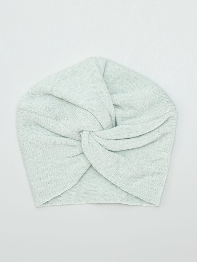 Bonnet effet turban en maille Vert eau - Kiabi