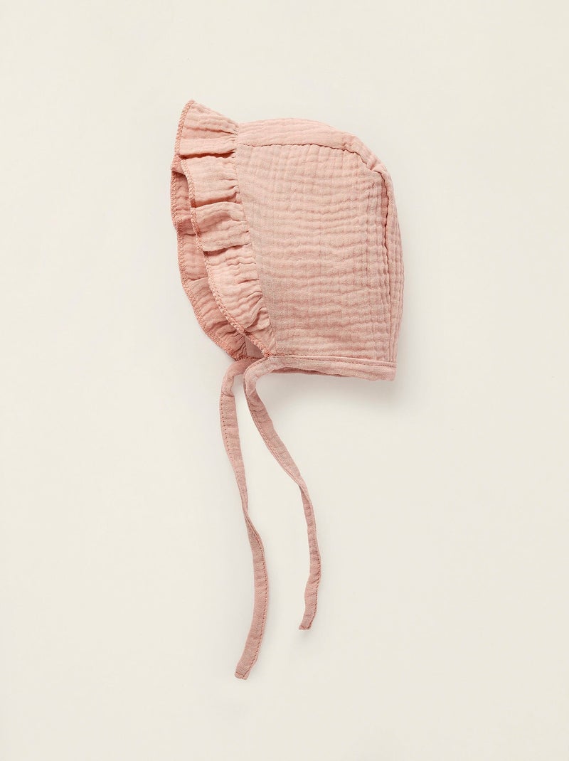Bonnet en Coton à Volants Rose clair - Kiabi
