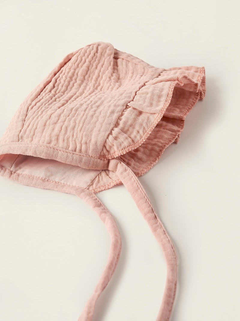 Bonnet en Coton à Volants Rose clair - Kiabi