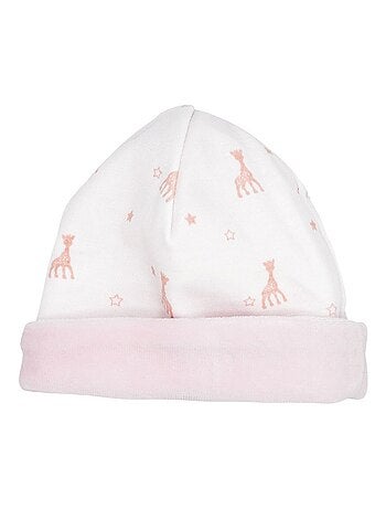 Bonnet En Coton Rose Sophie La Girafe (1-3 Mois)