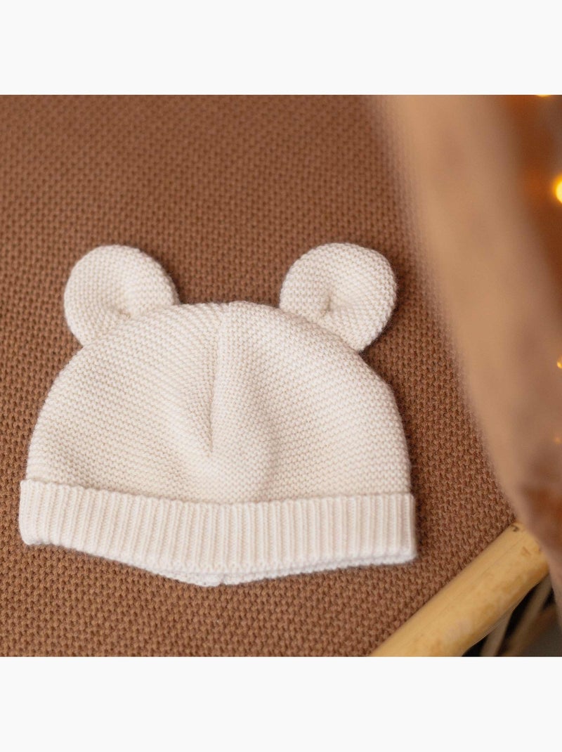Bonnet En Maille Avec Des Petites Oreilles Beige - Kiabi